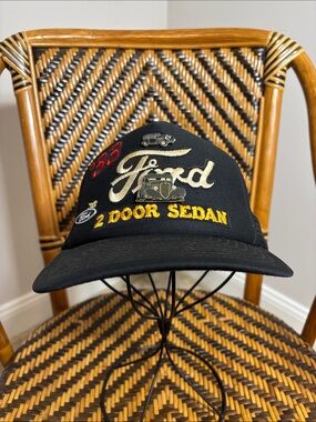 Vintage Ford 2 Door Sedan Snapback Trucker Hat Patch Pins